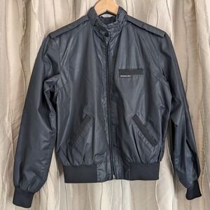 Vintage 80s Members Only Jacket Women's 9/10 Black Rainbow Tag Cafe Racer Zip Up